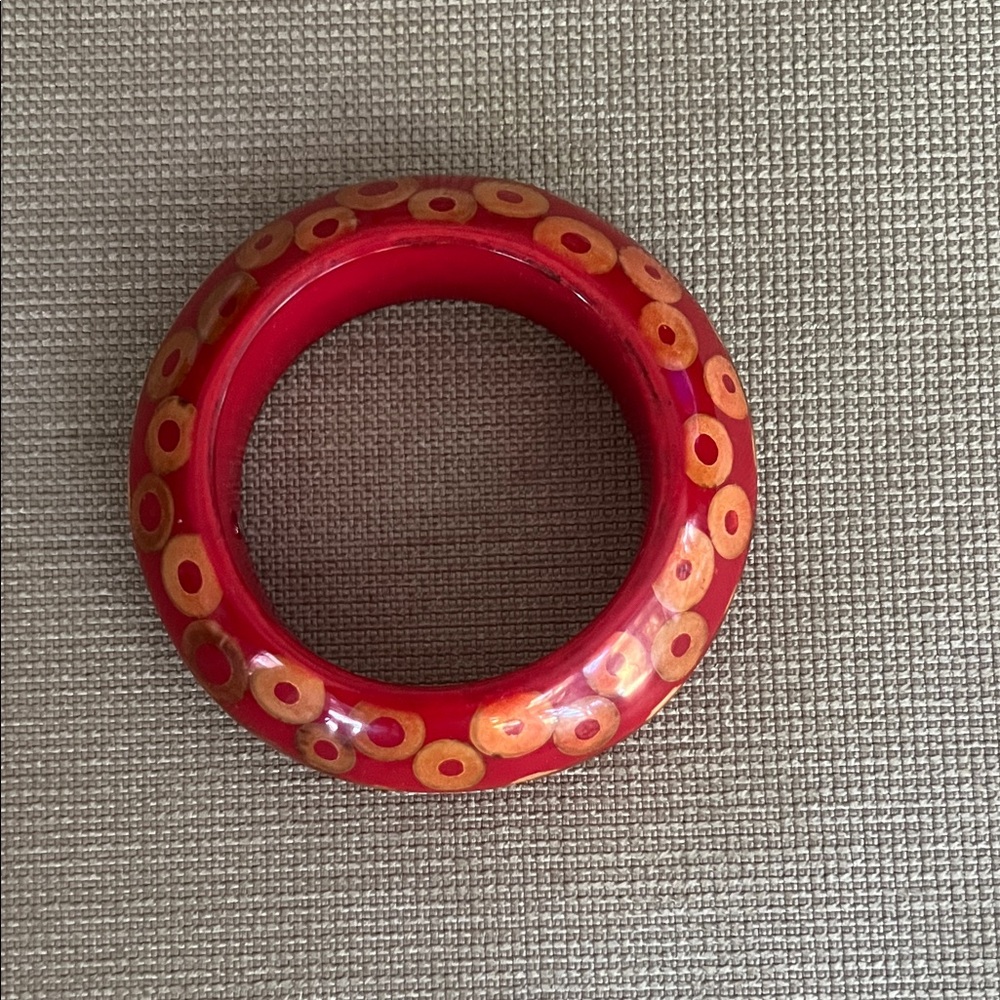 Kenneth Jay Lane Red and Orange Bangle Bracelet